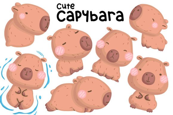 Adorable Capybara Clipart for Woodland Designs