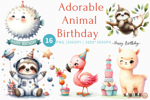 Celebrate with Adorable Animal Birthday Watercolor