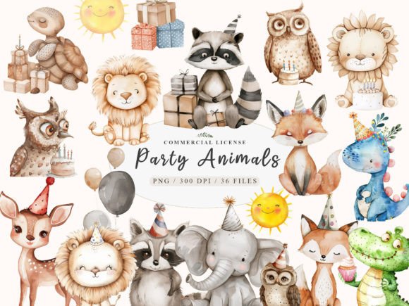 Charming Birthday Baby Animal Clipart for Party Projects