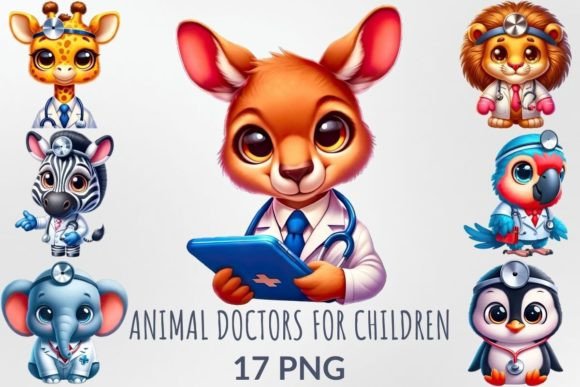 Charming Cute Animal Doctors for Children Clipart