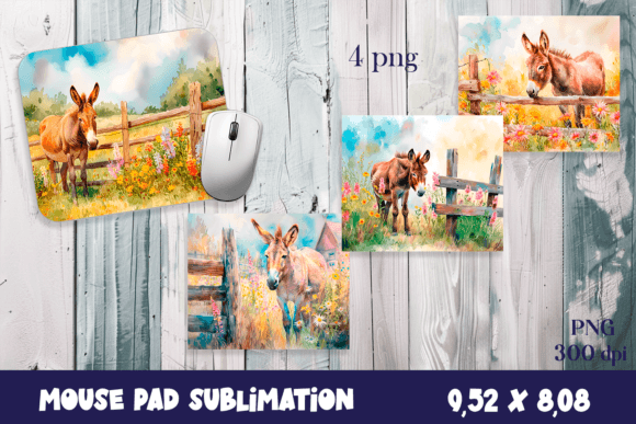 Charming Farm Donkey Sublimation Mouse Pad for Creative Projects