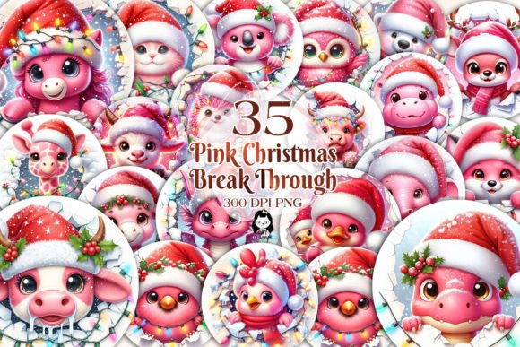Christmas Animal Break Through Ornaments: Festive Design Assets