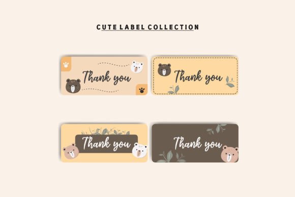 Cute Animal Collection Cartoon Label Set: A Versatile Design Asset