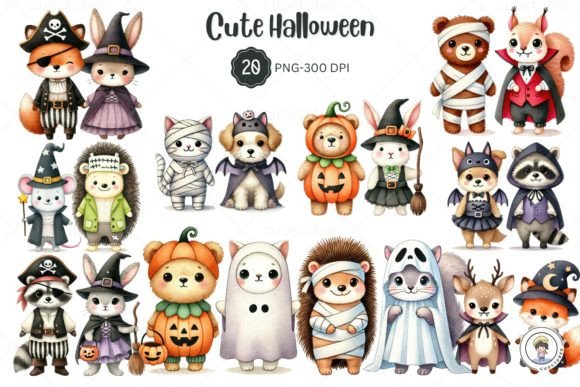 Cute Animal Halloween Costume Clipart for Creative Projects