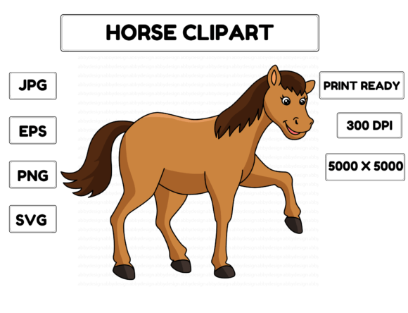 Horse Animal Cartoon Colored Clipart: A Creative Asset