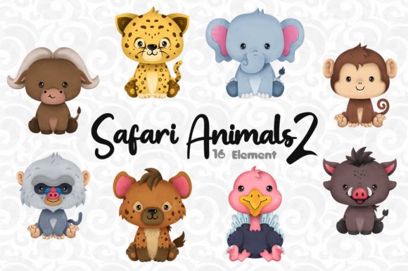 Safari Animal Clipart Set 2: Hand-Drawn Charm for Creative Projects