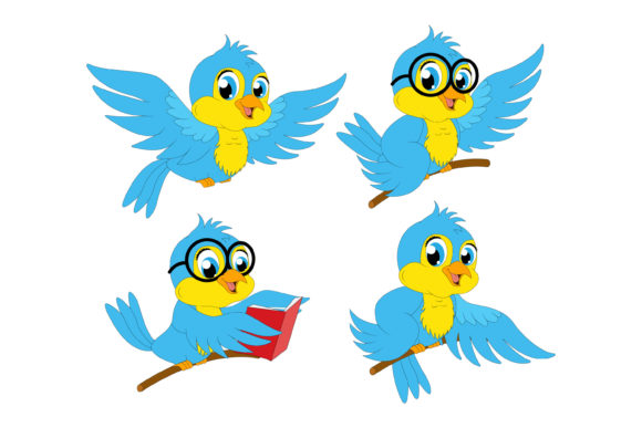 The Whimsical Charm of a Cute Blue Bird Animal Cartoon