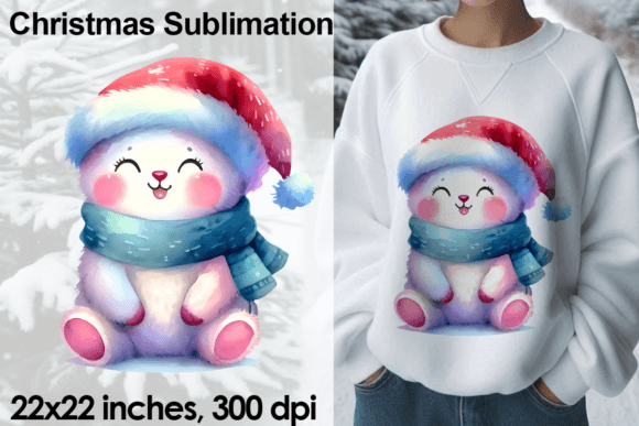Watercolor Christmas Animal Sublimation: Festive Design Asset