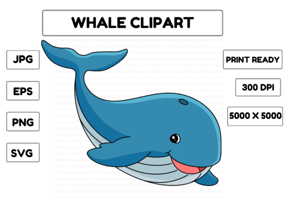 Whale Animal Cartoon Colored Clipart: A Playful Design Asset